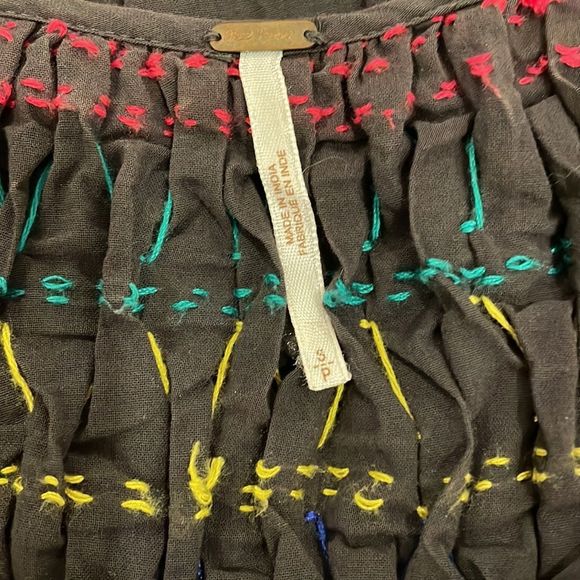 Free People Gray Smocked High Low Blouse Top Size Small - Picture 5 of 5